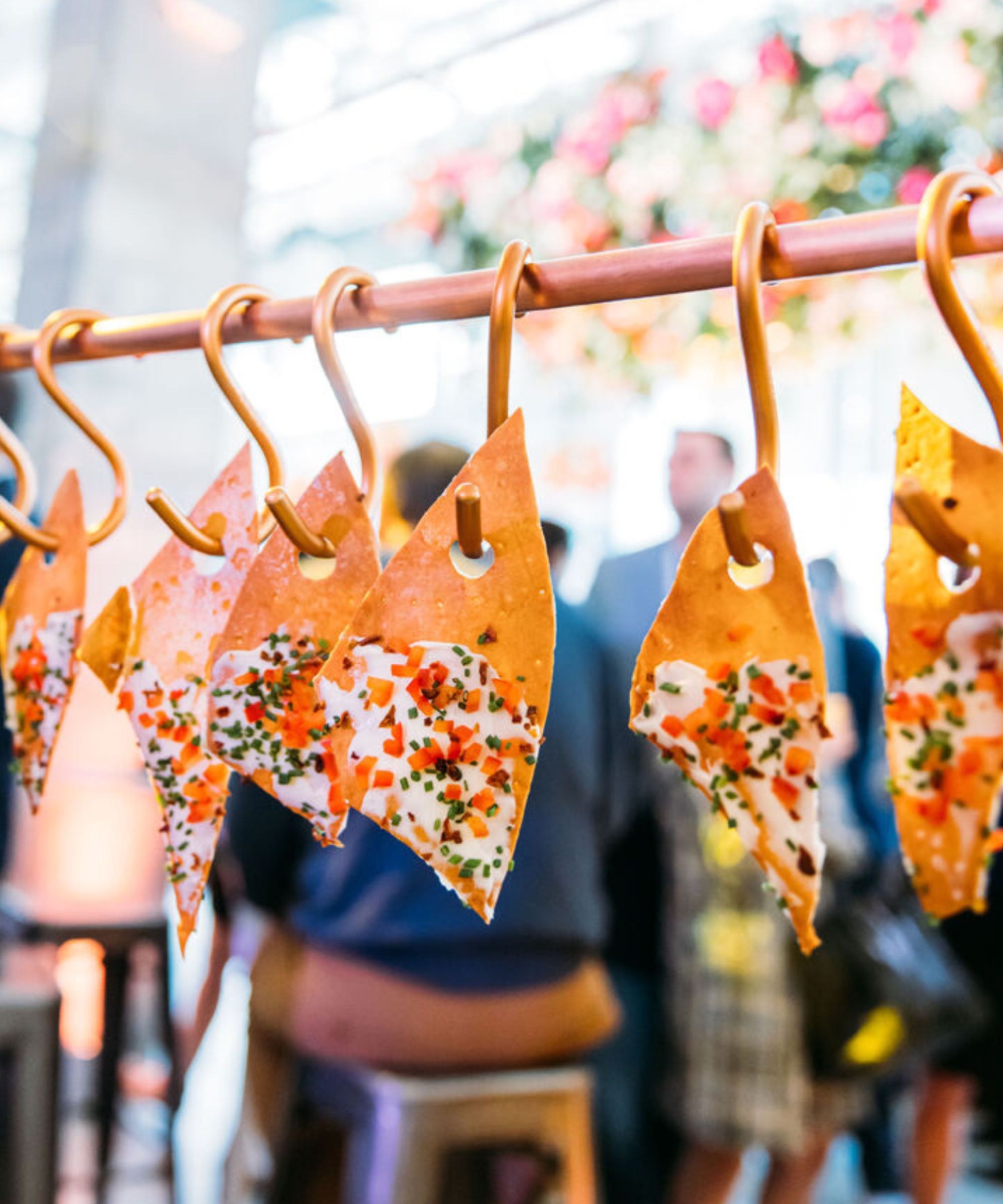 Crackers hanging on a rail