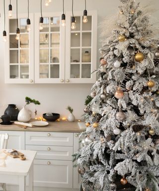 An image of a Christmas tree in a kitchen