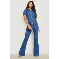 Women's Denim Zip Front Boiler Suit: View at Boohoo