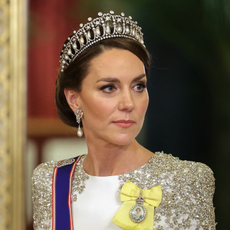 Britain's Catherine, Princess of Wales attends a State Banquet at Buckingham Palace in London on November 22, 2022, at the start of the President's of South Africa's two-day state visit. King Charles III hosted his first state visit as monarch on Tuesday, welcoming South Africa's President to Buckingham Palace.
