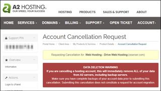 A2 Hosting cancellation