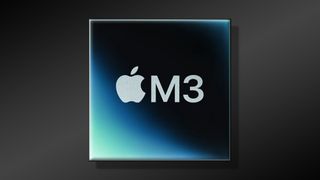 The Apple M3 Logo over a black gradient background