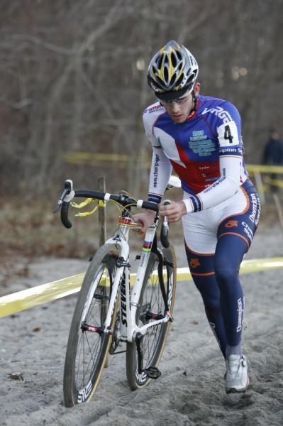 Nick Keough (Champion System p/b Keough Cyclocross) in the sand.