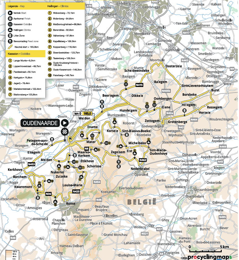 Route of the 2024 Tour of Flanders Women