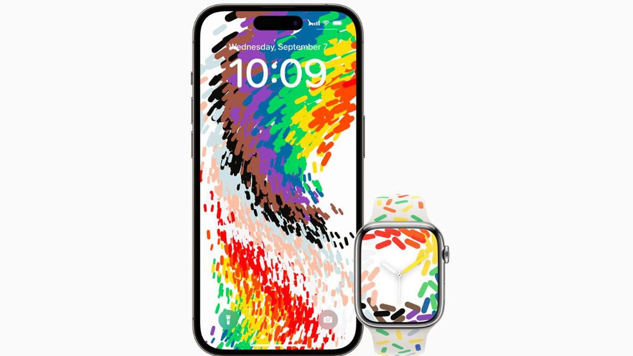 The iPhone with the Pride wallpaper