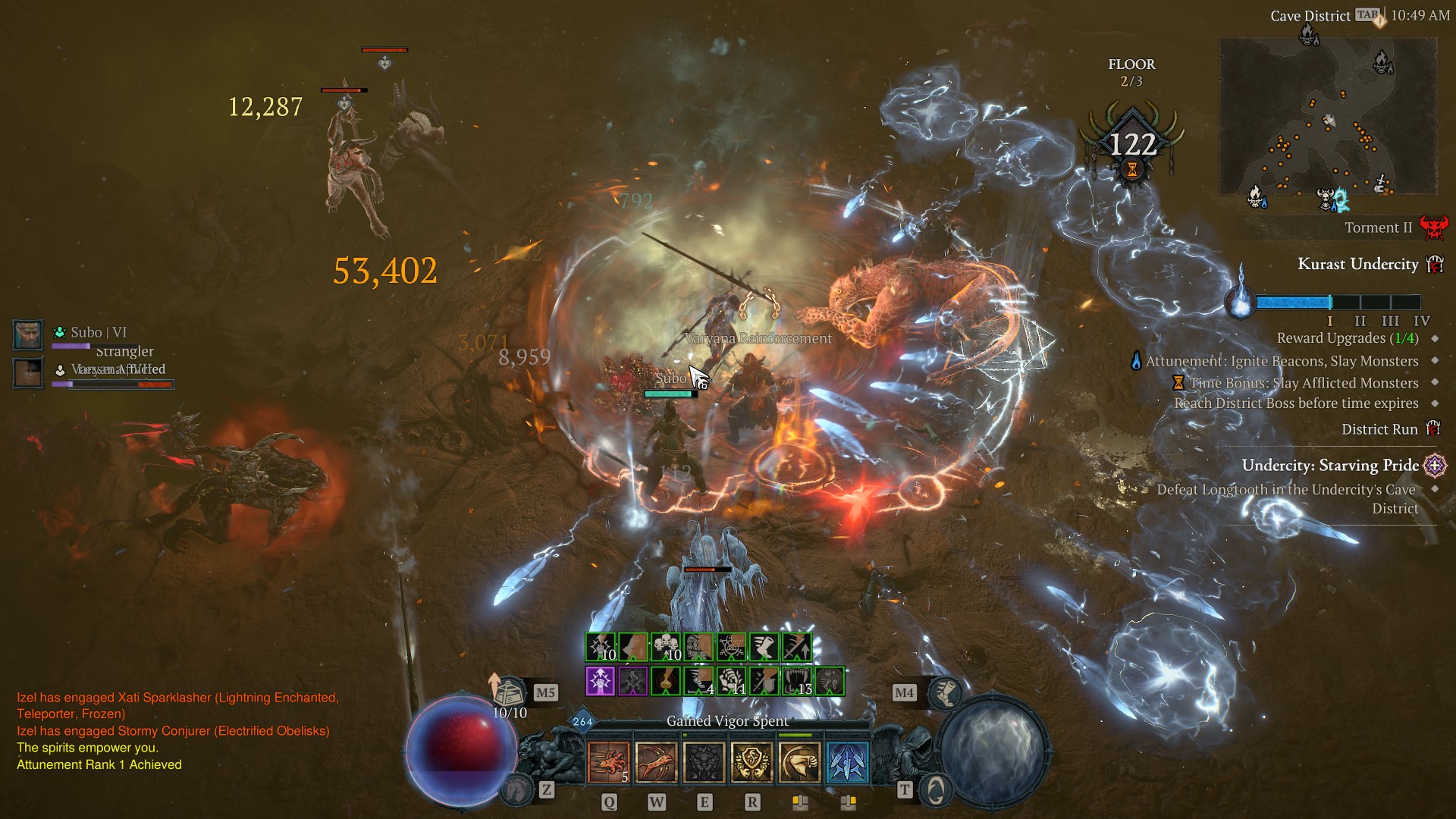 Diablo 4 Vessel of Hatred screenshot of spiritborn character in combat with an array of lightning feathers