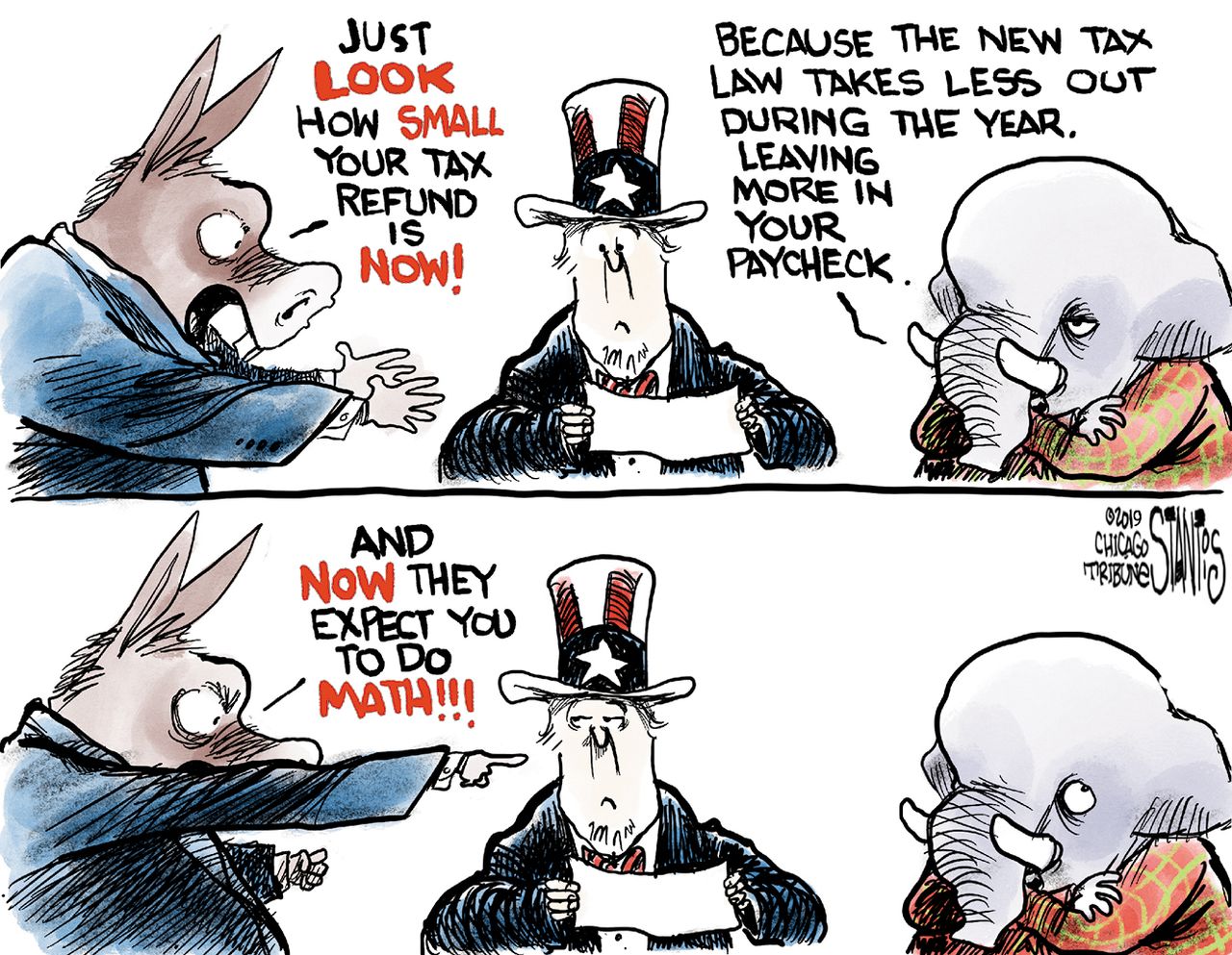 Political&amp;amp;nbsp;Cartoon&amp;amp;nbsp;U.S. Tax refund GOP Democrats Trump