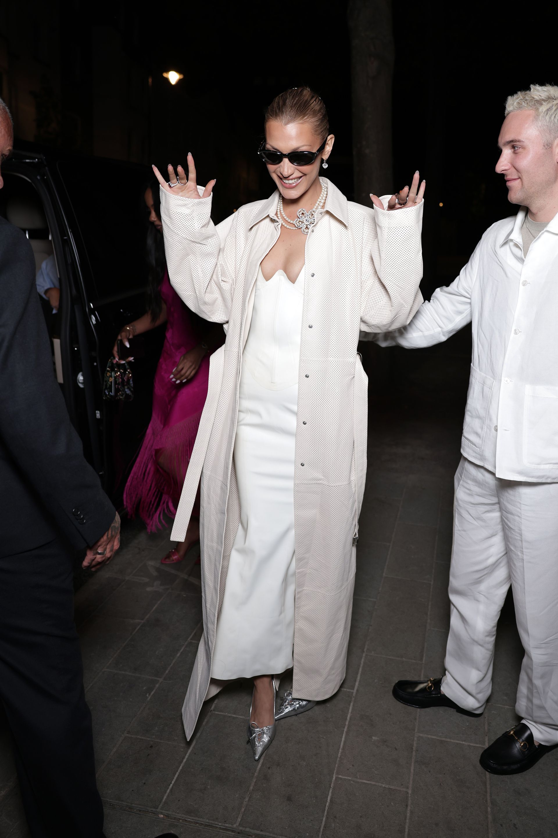 Bella Hadid wears Jimmy Choo Corset Heels.