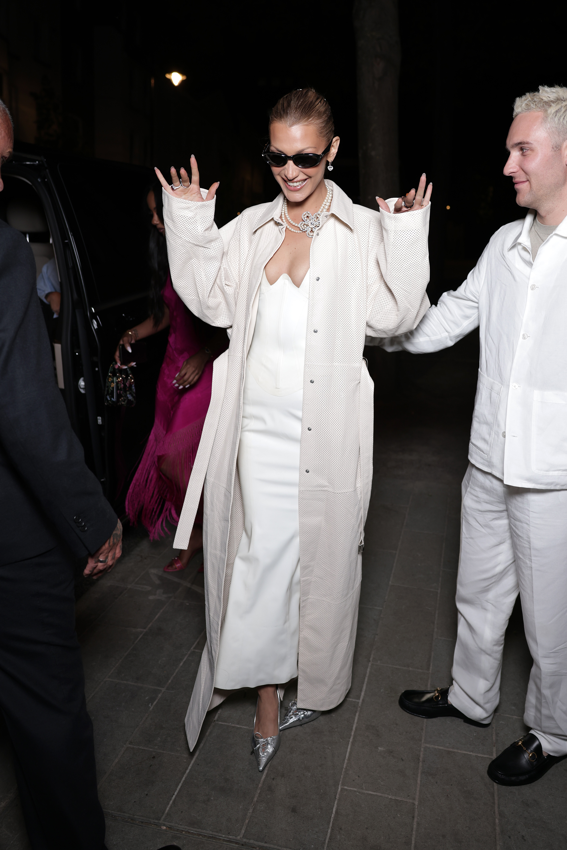 Bella Hadid wears Jimmy Choo Corset Heels.