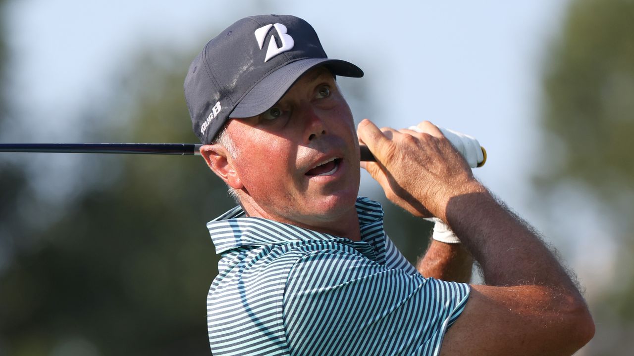 Matt Kuchar takes a shot during the Wyndham Championship