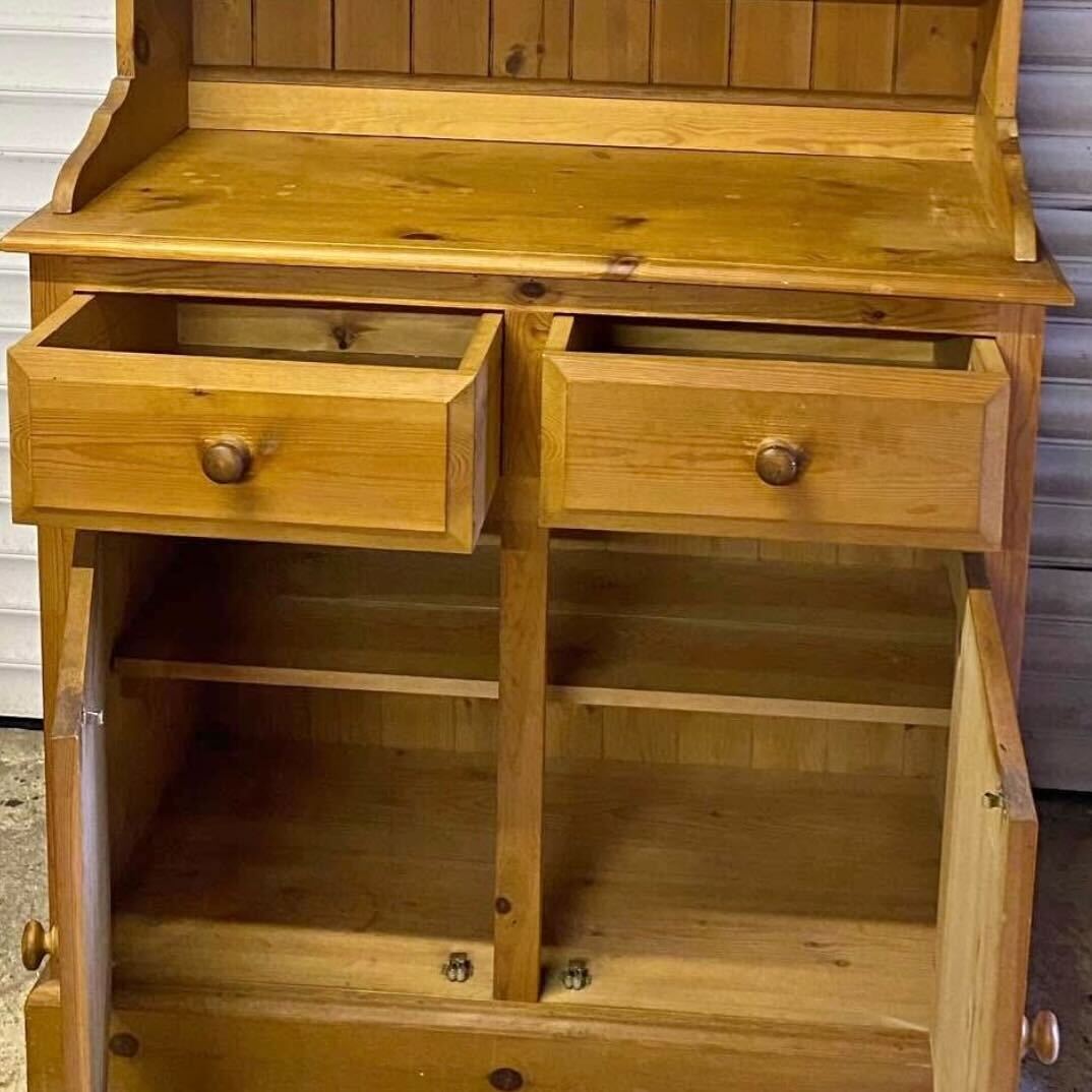 The bottom half of a pine Welsh dresser before distressing.