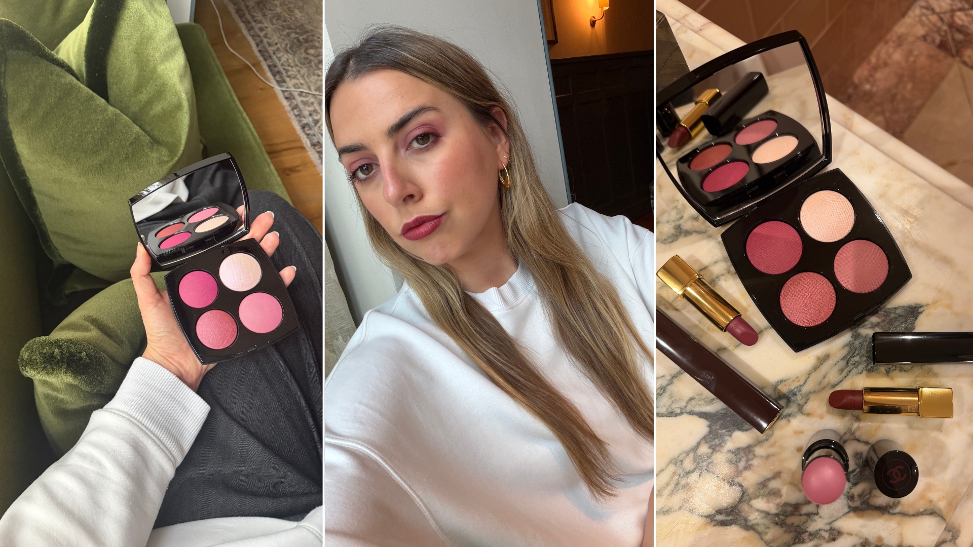 Shannon Lawlor wearing the limited-edition Chanel Rouge Noir makeup collection