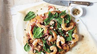 prawn-mushroom-and-goats-cheese-flatbread