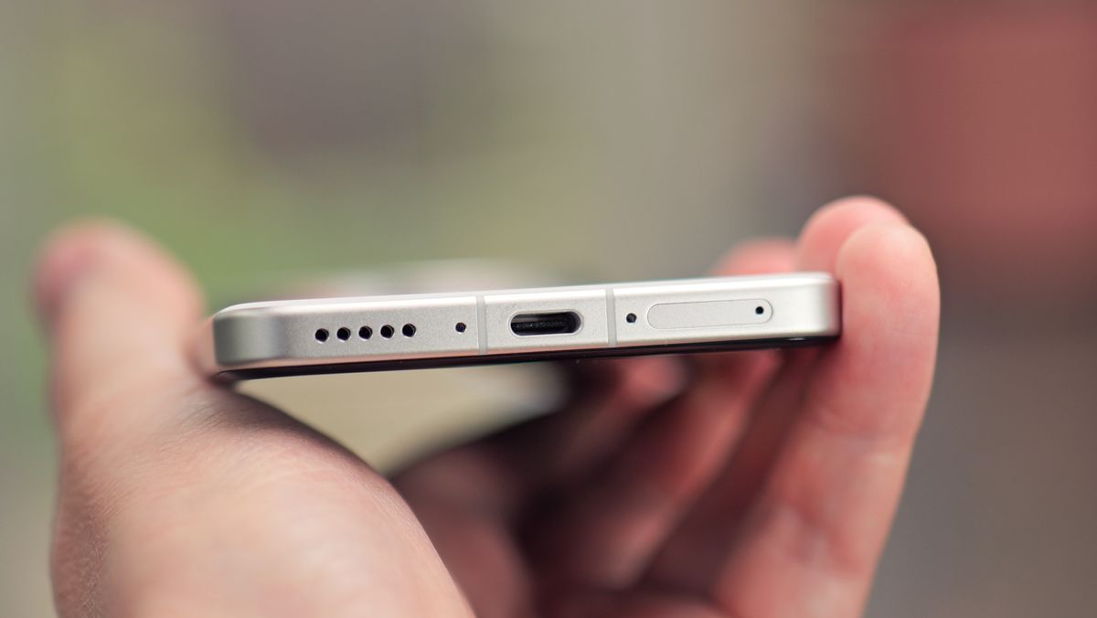 Close up of USB-C port on a Vivo X200 Ultra phone