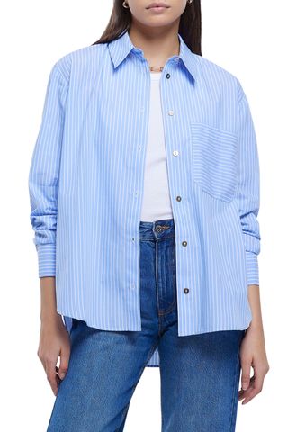 River Island Stripe Boyfriend Button-Up Shirt