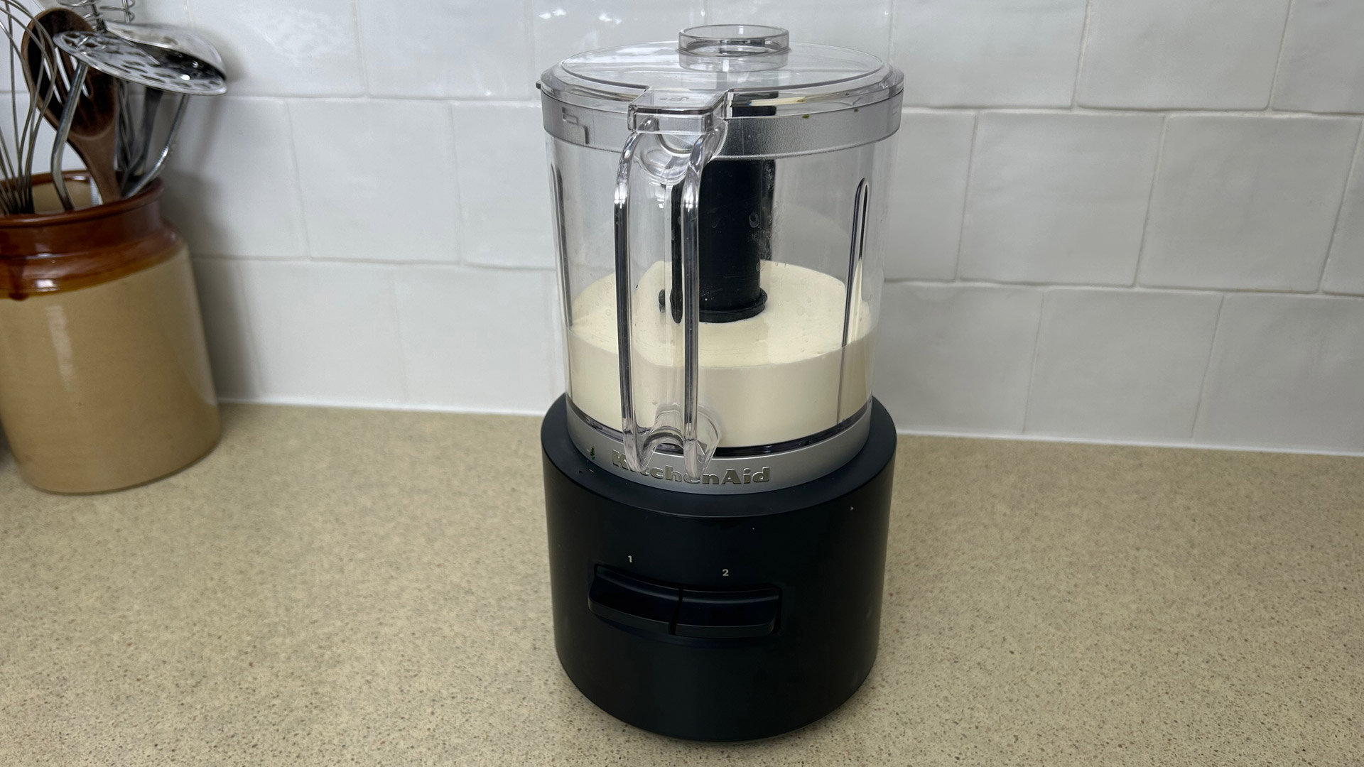 Whipping heavy cream in the KitchenAid Go Cordless Food Chopper