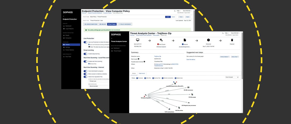 The Sophos Intercept Z Advance interface on the ITPro background