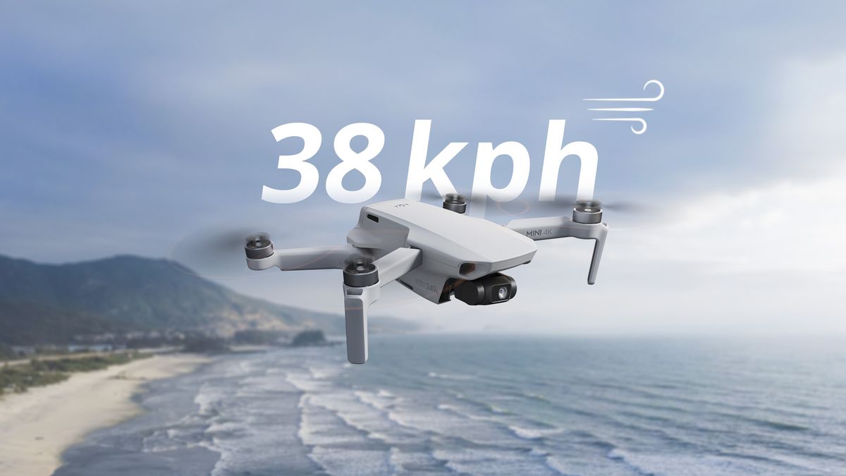 DJI Mini 4K in flight with Level 5 wind resistance