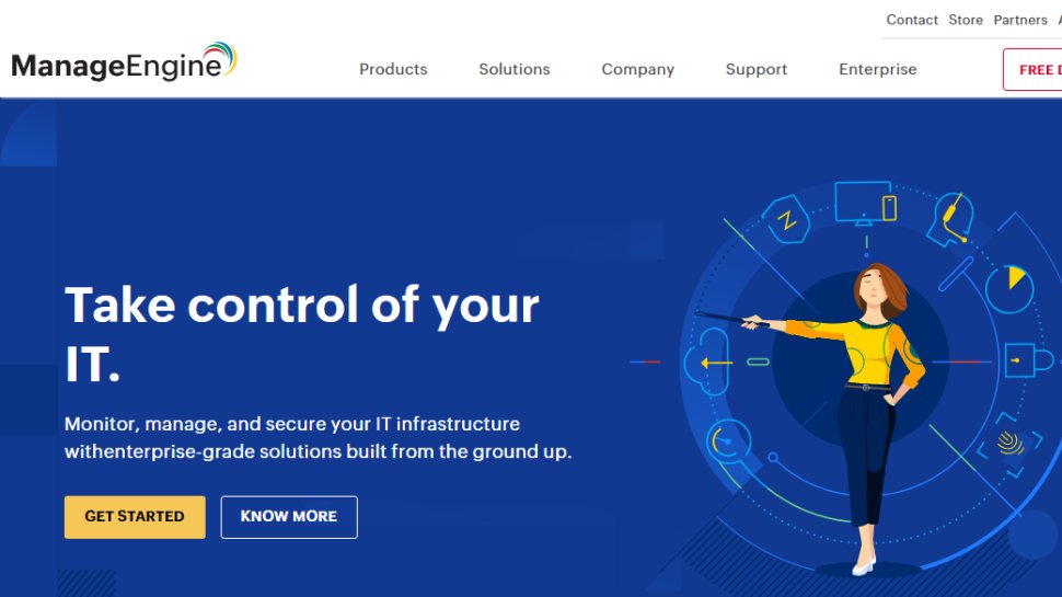 Website screenshot of ManageEngine MDM (July, 2025)