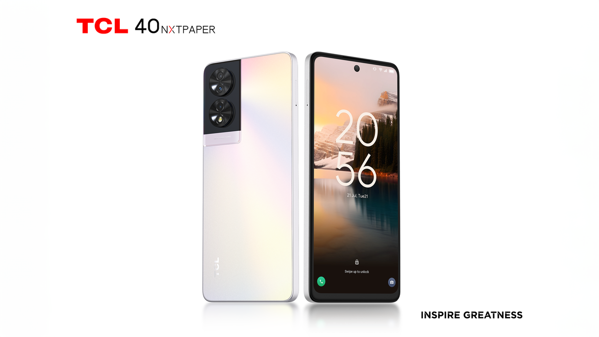 TCL 40 NXTPAPER hero render in white