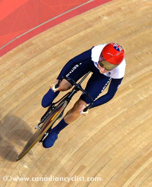 Laura Trott (Great Britain) sets the best time in the omnium's flying 250m
