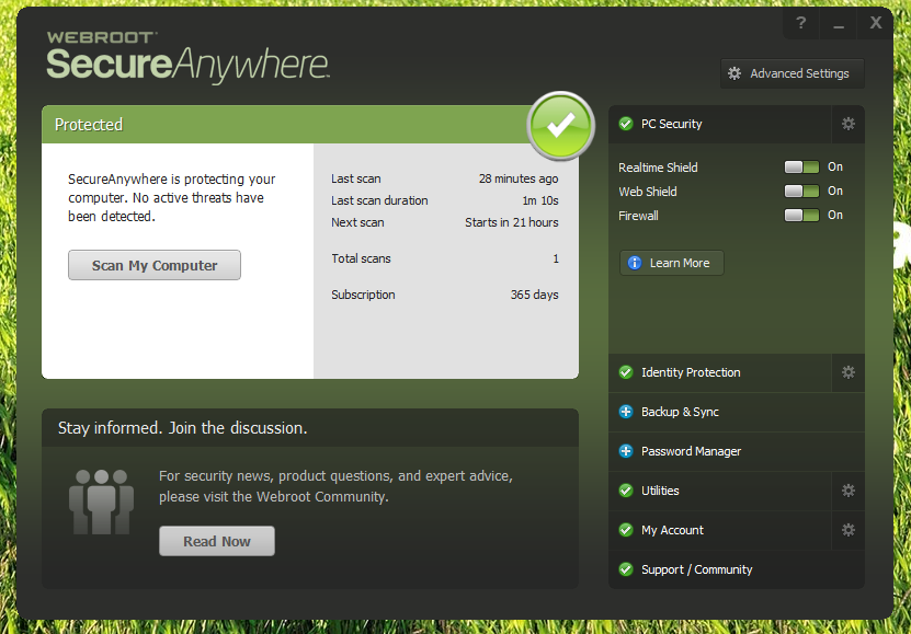 Как полностью удалить webroot secureanywhere antivirus