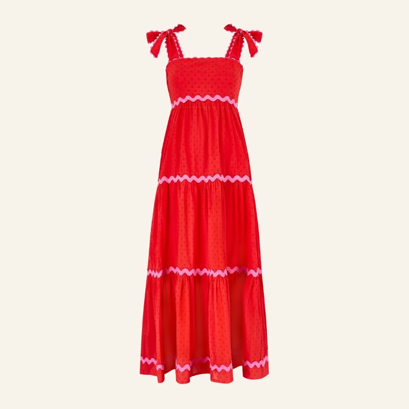 A cutout of a red and pink summer dress by Aspiga