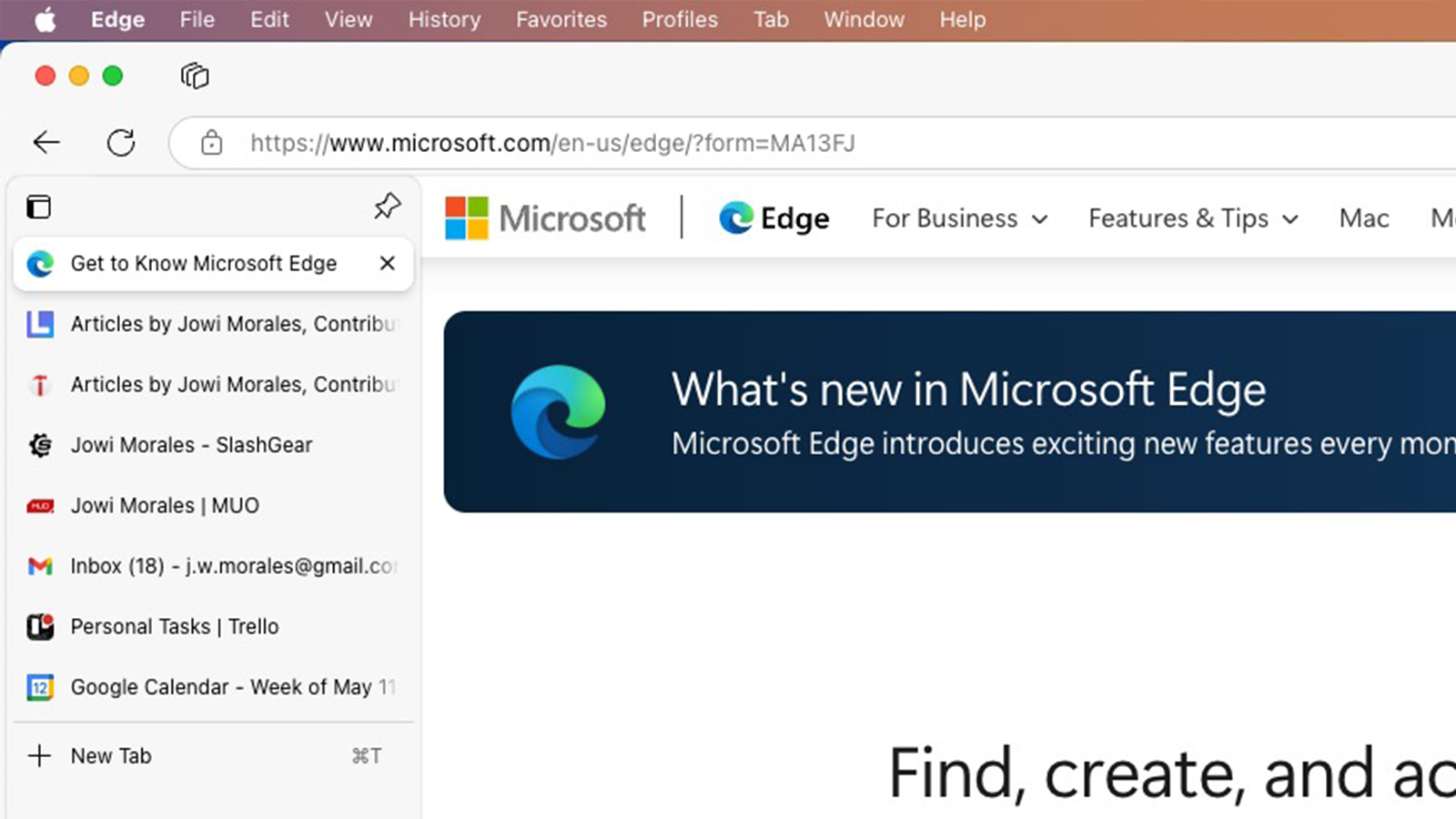 Vertical Tabs seen in the Microsoft Edge browser on the left-hand side of the window.