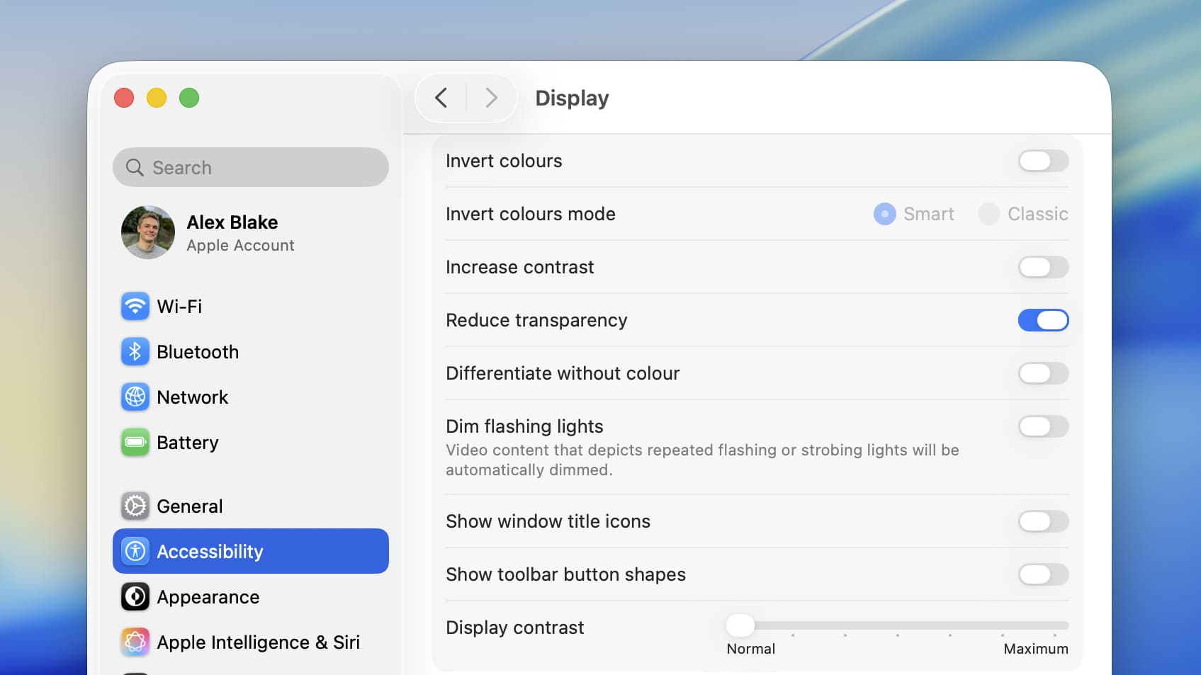 تطبيق إعدادات النظام في نظام التشغيل macOS Tahoe 26 من Apple.
