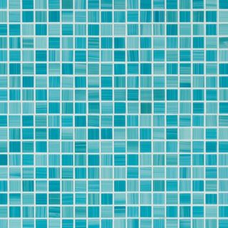 blue green glass grid mosaic tile hand painted