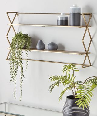 Burnished Brass Shelves by Cox and Cox