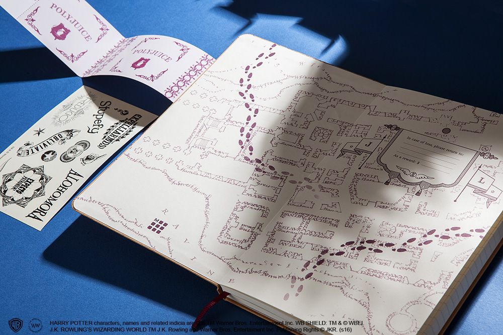 Footprints pace back and forth in the Marauder's Map inlay