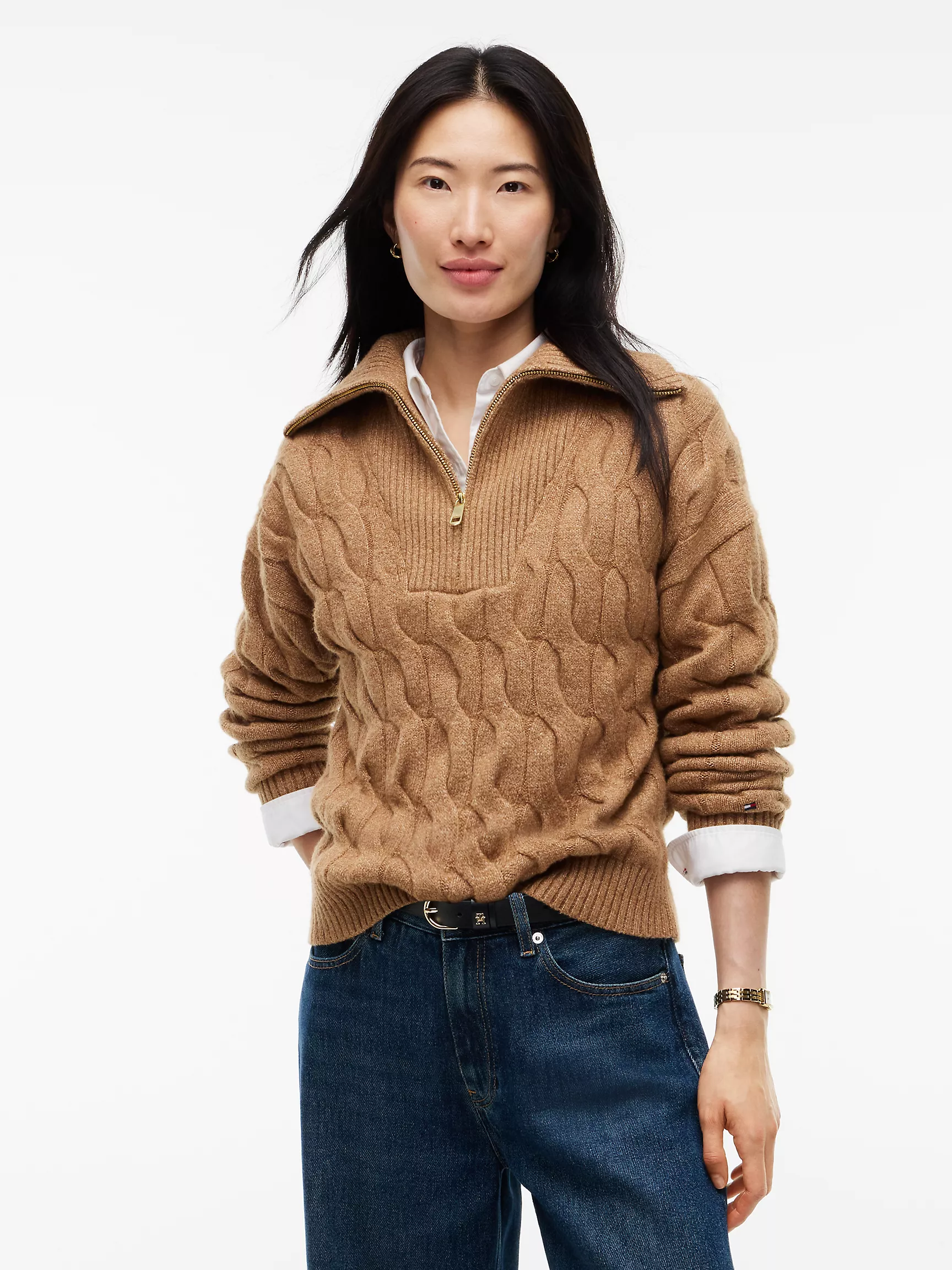 Tommy Hilfiger, Cable Knit Quarter-Zip Sweater