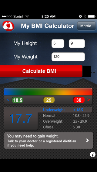 The app CalculateBMI comes from the U.S. National Heart, Lung and Blood Institute