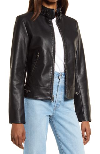 Women's Faux Leather Racer Jacket