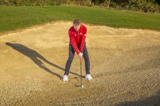 The perfect set-up for a greenside bunker shot