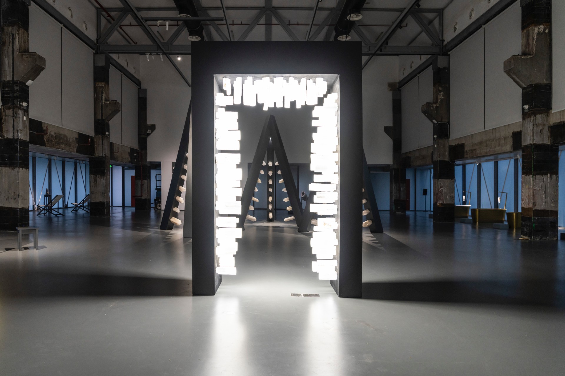 lit doorway in exhibition space