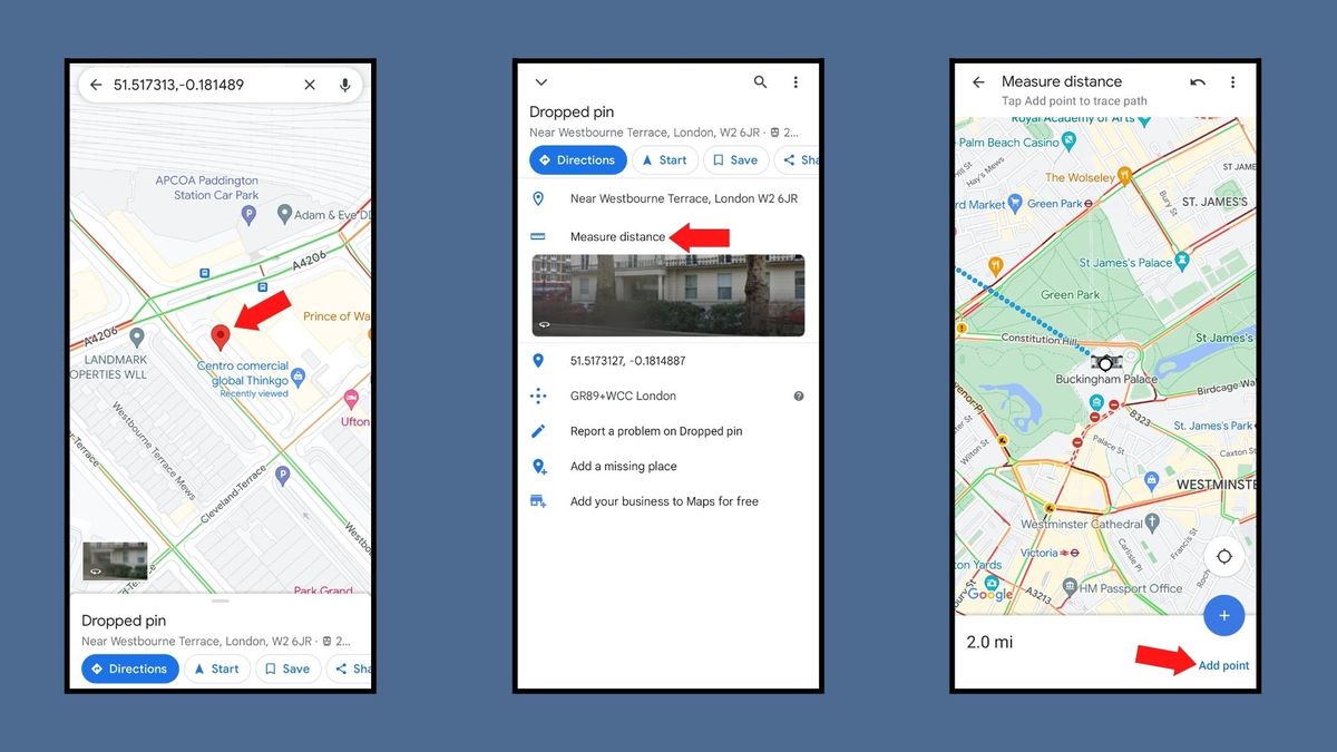 Measuring distance on Google Maps