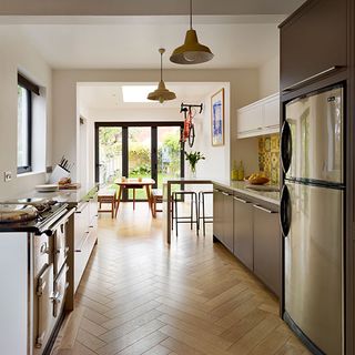 neutral kitchen with retro tiles