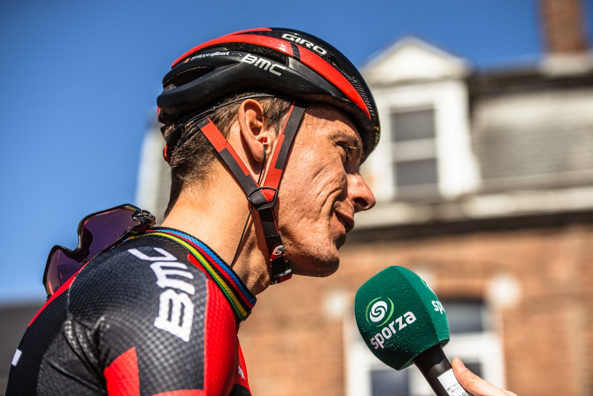 Philippe Gilbert chatting with Sporza before the race start