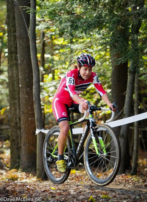 Crystal Anthony (Cyclocrossworld.com) alone on a Sunday ride in the woods