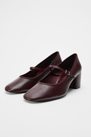 Leather Block Heel Shoes