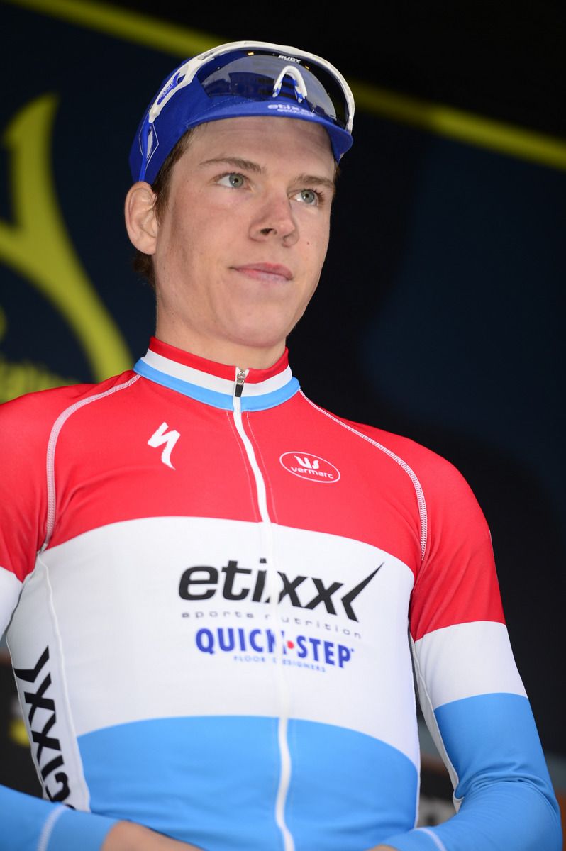 Bob Jungels awaiting his young rider jersey