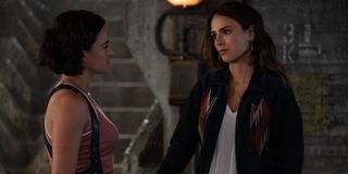 Michelle Rodriguez and Jordana Brewster share a moment underground in F9.