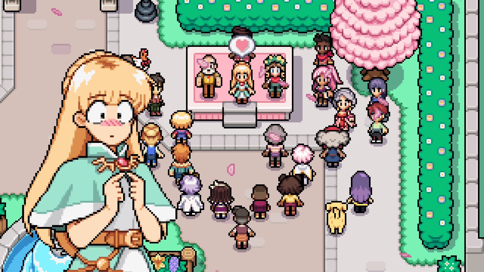 Fields of Mistria - Celine blushes at the spring festival