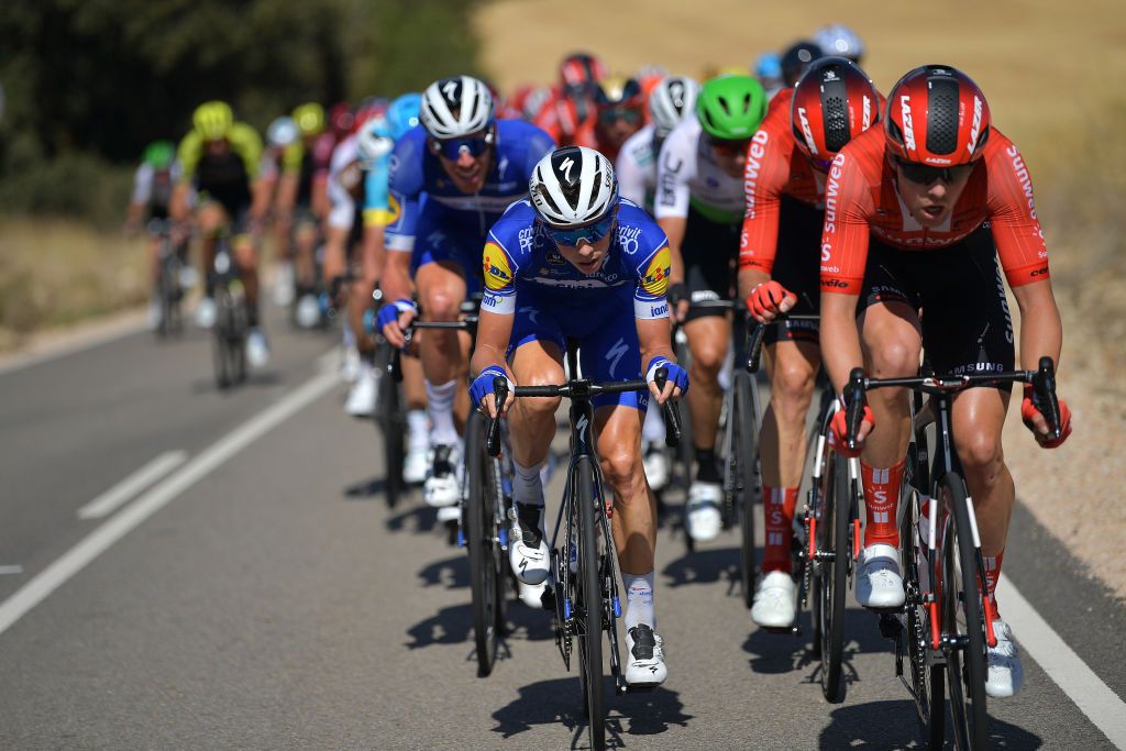 James Knox at the front of the break on stage 17