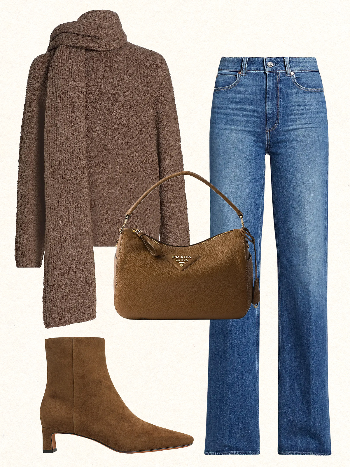 Sweater and jeans outfit collage