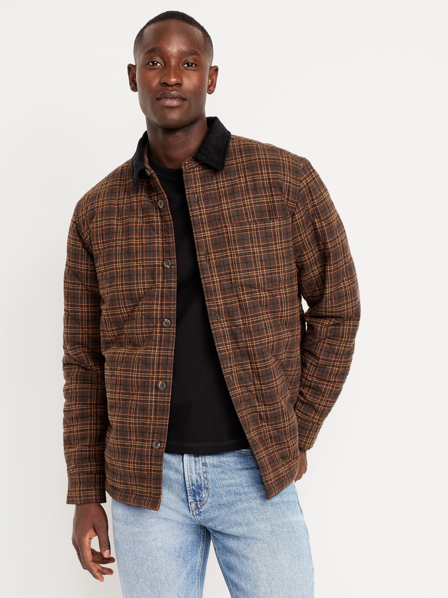 Sherpa-Lined Plaid Flannel Shacket