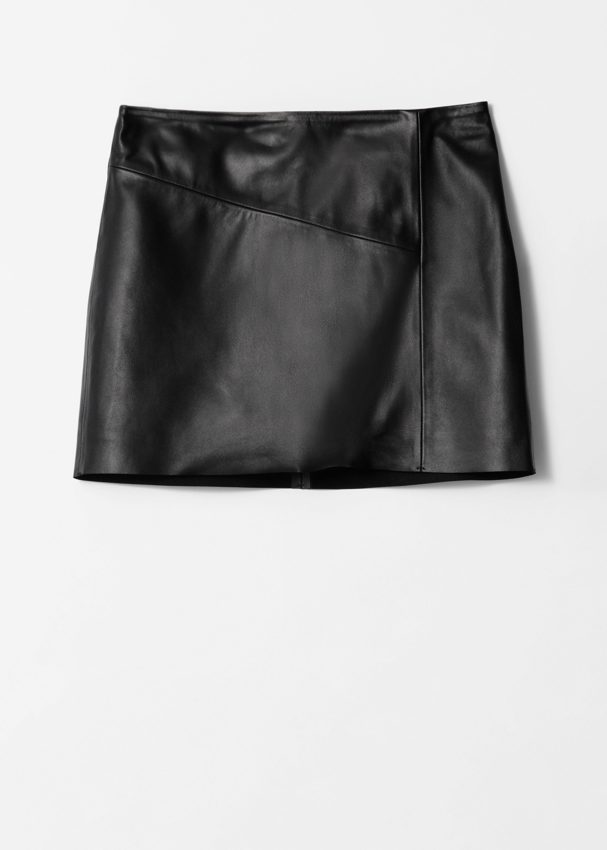 Raw-Edge Leather Mini Skirt