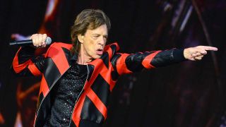 Mick Jagger onstage at Anfield Stadium in Liverpool